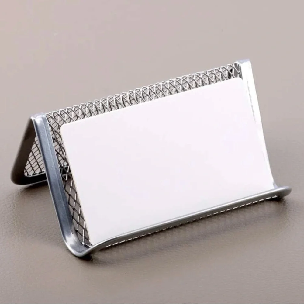 Silver Steel Mesh Business Card Holder